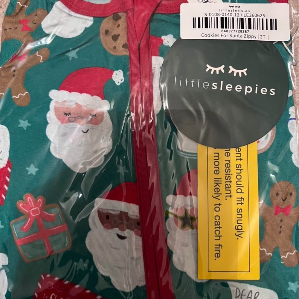 Little Sleepies Cookies for Santa Zippy 2T NWT